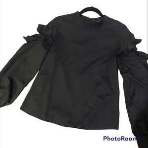 Express black cold shoulder long sleeve blouse